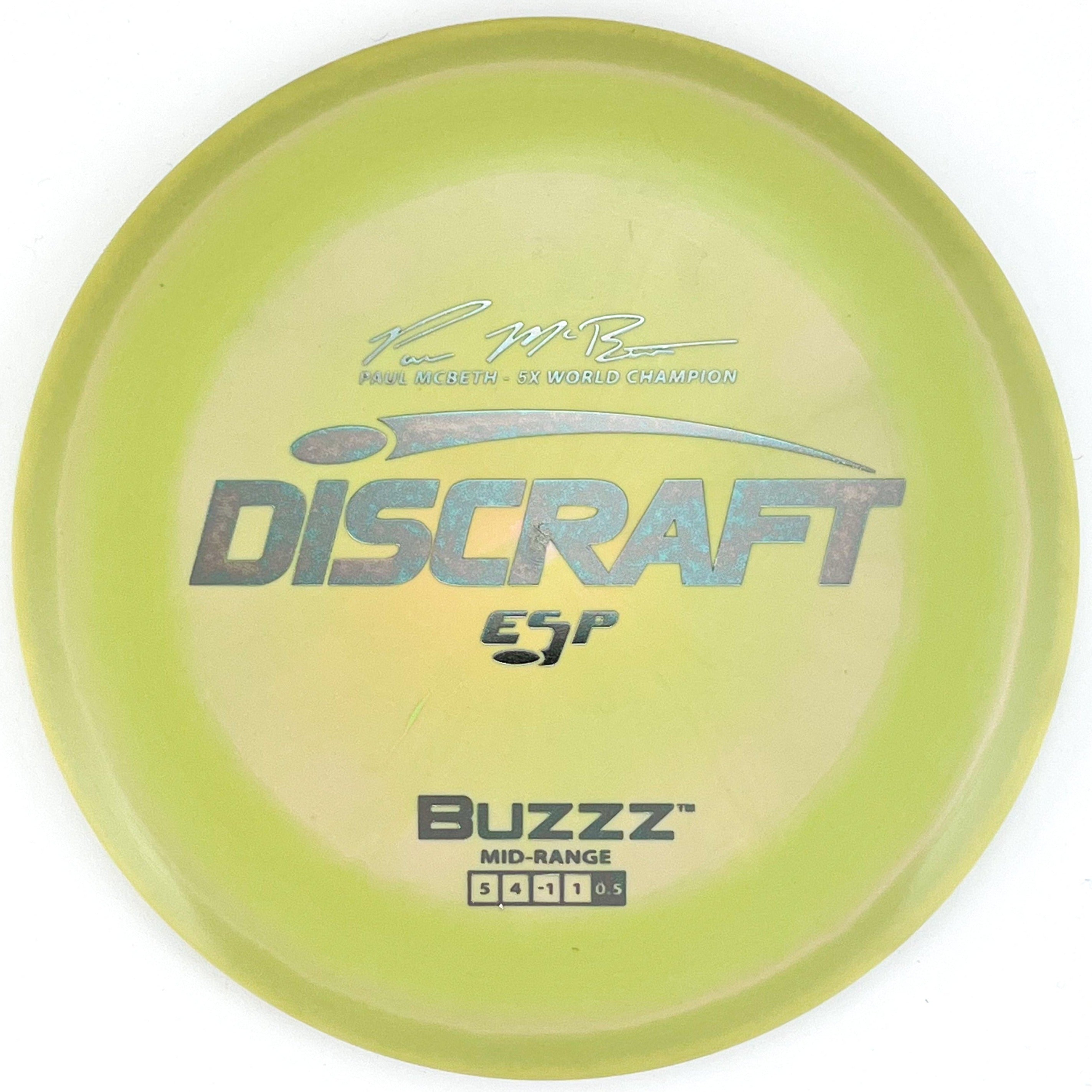 Green 5x Paul McBeth ESP Buzzz disc golf midrange disc by Discraft Disc Golf.