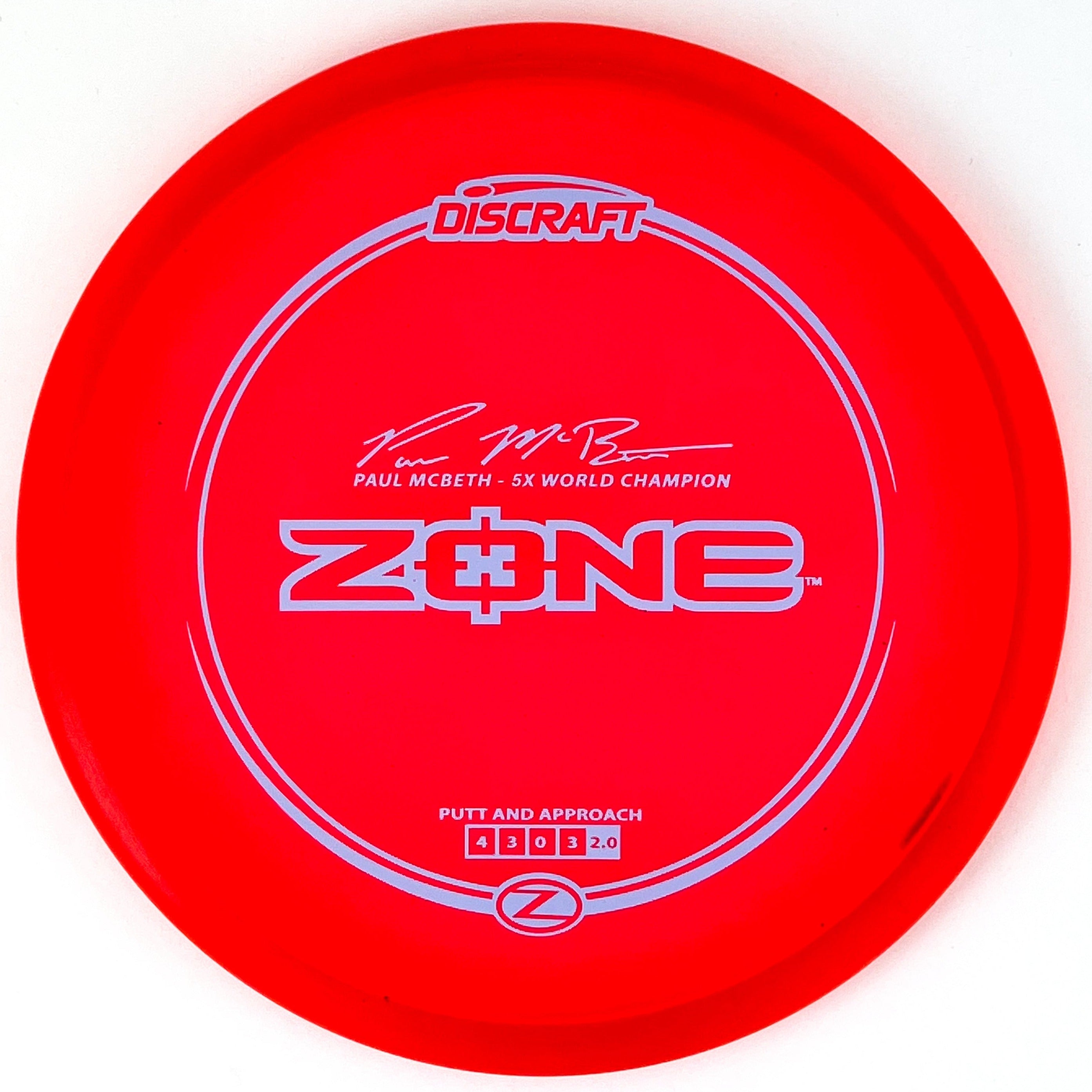 Paul McBeth 5x Z Zone disc golf putt and approach disc by Discraft.